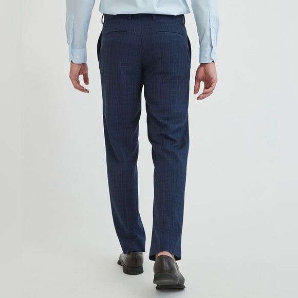 Regular fit stetch blue checkered suit pant 31/32 - Picture 1 of 6